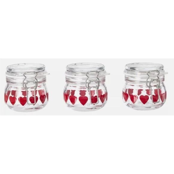 IKEA Heart Vinterfest Glass Jar w/ Locking Seal Lid Set of Three 4 oz - Picture 1 of 4